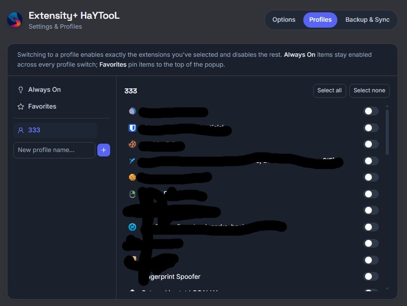 Profiles Page - Always-On & Profiles