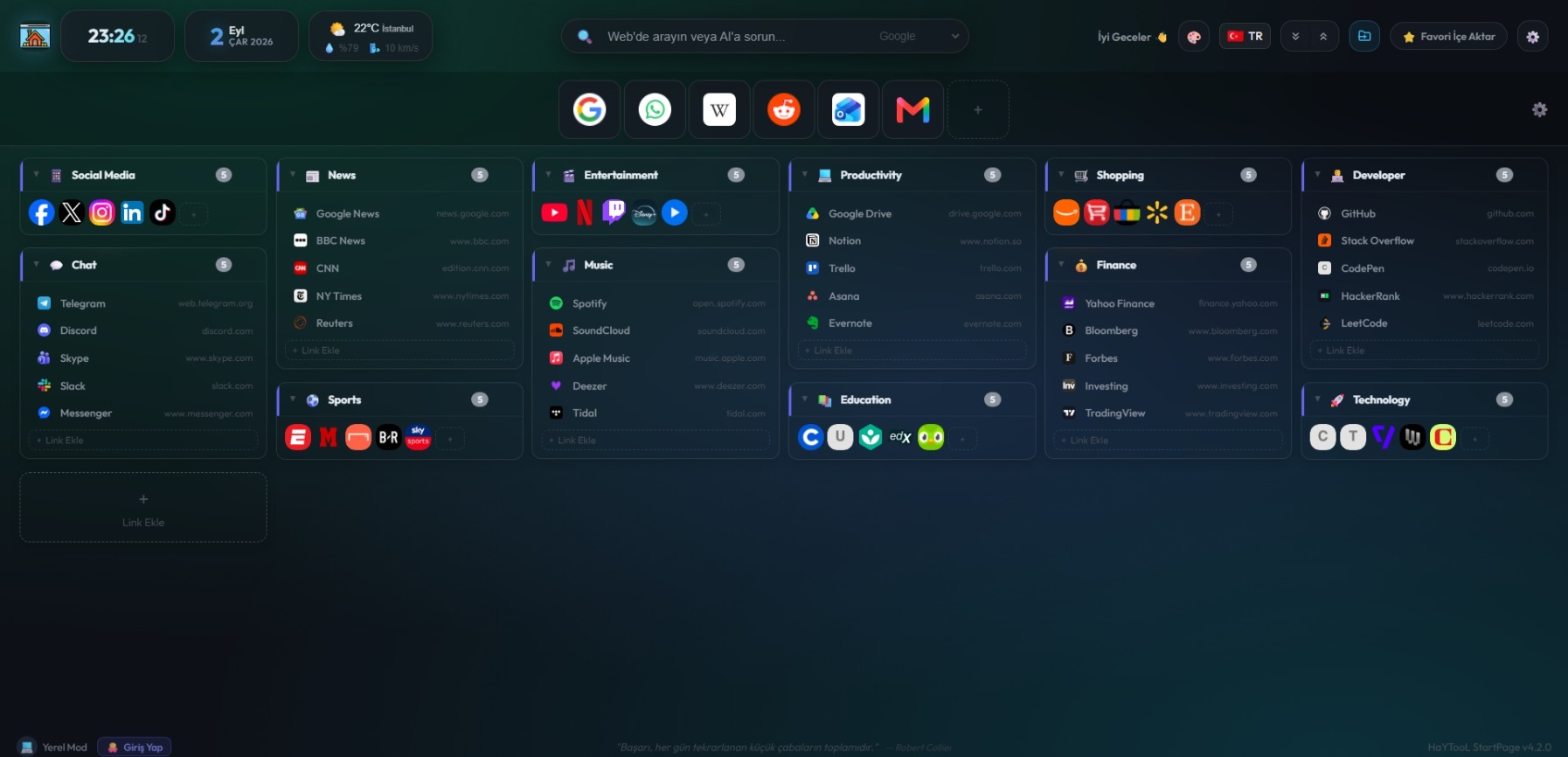 HaYTooL Cloud StartPage Preview