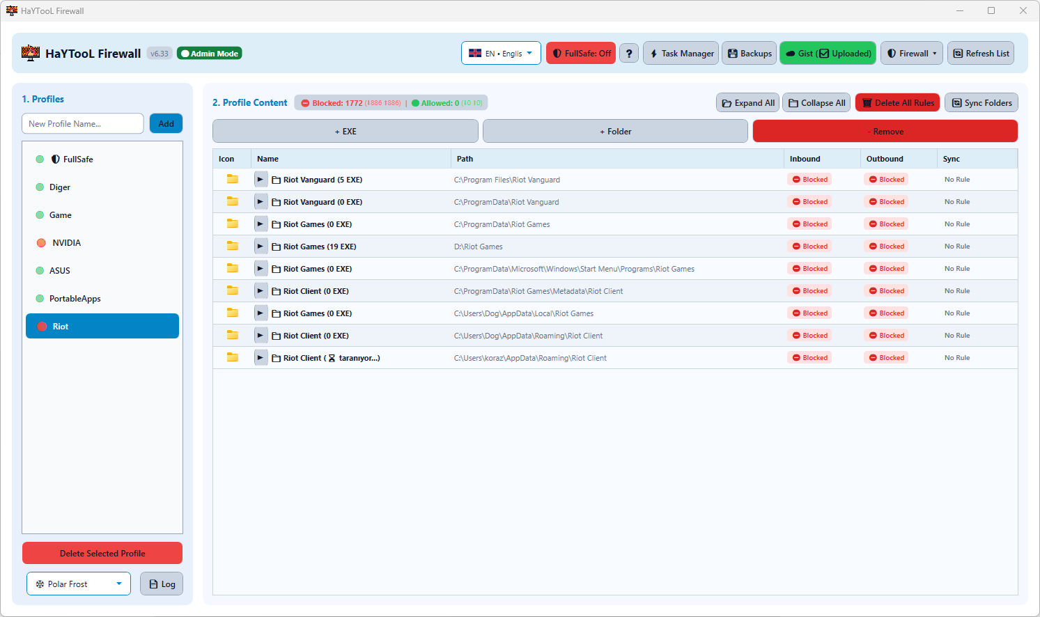 HaYTooL Firewall 10 Dinamik Tema Ana Kontrol Paneli Arayüzü